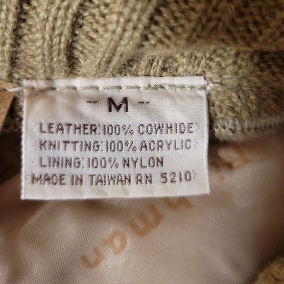 Vintage 70's 80's Suede & Knit Bomber Jacket Men's Tan & Olive Military Green - Picture 4 of 8